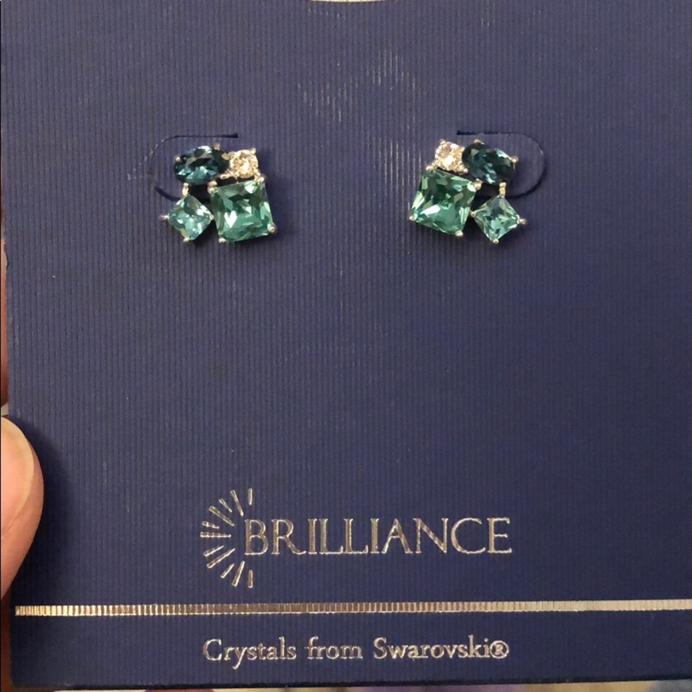 Nwt swarovski crystal cluster earrings blue